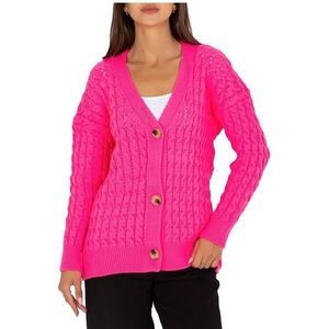 Neonově růžový pletený svetr na knoflíky obraz