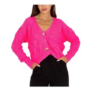 Neonově růžový pletený svetřík na knoflíky obraz