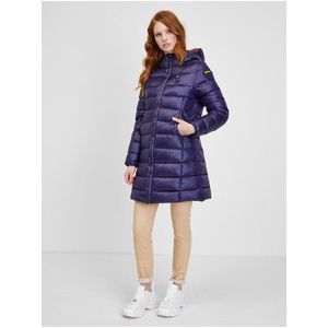 Tmavě fialová dámská prošívaná prodloužená zimní bunda s kapucí Blauer obraz