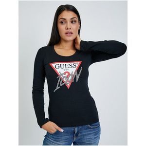 Černé dámské tričko s dlouhým rukávem Guess obraz
