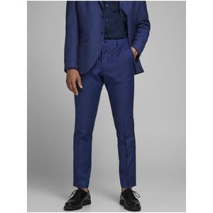 Modré oblekové slim fit kalhoty s příměsí vlny Jack & Jones Solaris obraz