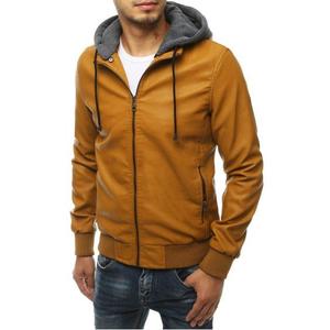 Pánská bunda kožená s kapucí karamelová tx3455 obraz
