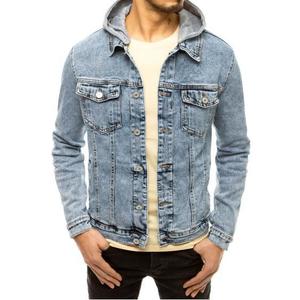 Pánská džínová bunda s kapucí modrá obraz