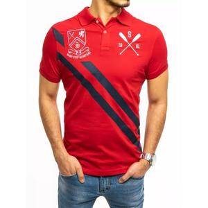Pánské tričko s límečkem červené STRIPE obraz