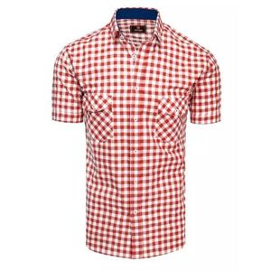Pánská košile s krátkým rukávem kostkovaná bílo červená obraz