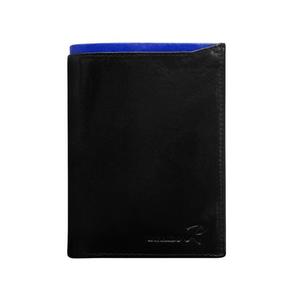 Pánská černá kožená peněženka s kobaltovým lemováním obraz