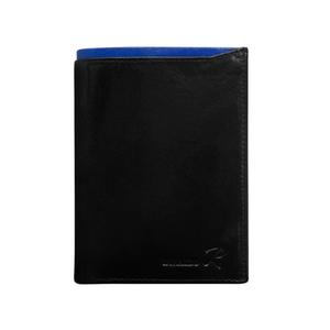 Černá pánská kožená peněženka s modrým modulem obraz