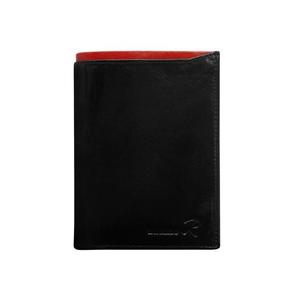Pánská kožená peněženka černá s červeným lemováním obraz