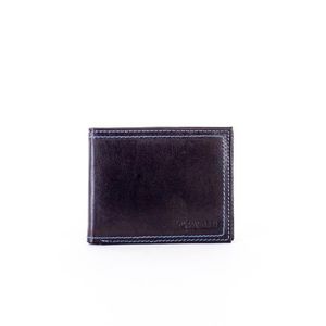 Černá pánská kožená peněženka s elegantním modrým lemováním obraz