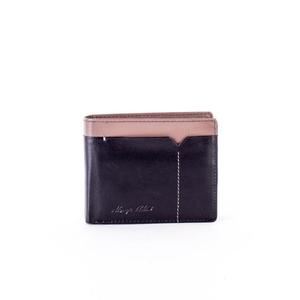 Černá kožená pánská peněženka s béžovou vložkou obraz