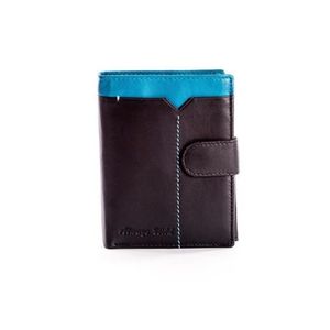 Černá kožená pánská peněženka s modrou vložkou obraz