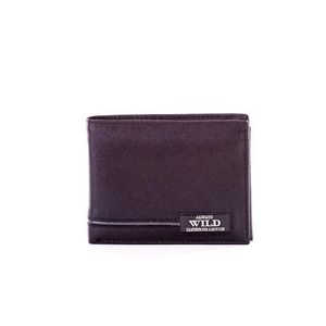 Černá kožená peněženka s šedými vložkami obraz