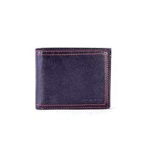 Černá kožená pánská peněženka s elegantním červeným lemováním obraz