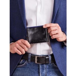 Černá horizontální otevřená pánská peněženka s kobaltově modrou vložkou obraz