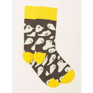 Šedé/žluté pánské ponožky s potiskem obraz