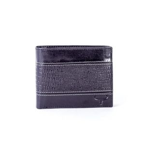 Černá pánská kožená peněženka s vodorovnou ražbou obraz