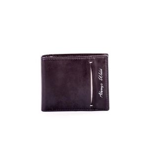 Černá kožená pánská peněženka s rozparkem a nápisem obraz