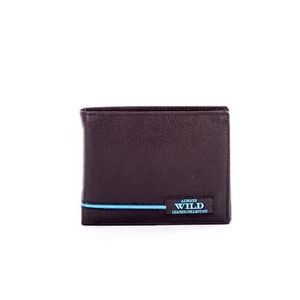 Černá kožená peněženka s modrými vložkami obraz