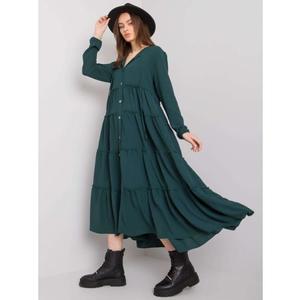 Dámské šaty s volánem Atrani RUE PARIS tmavě zelené obraz