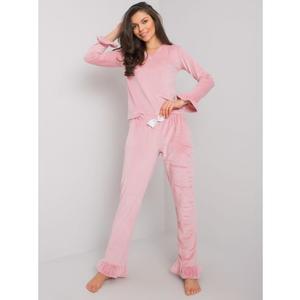 Dámské pyžamo s kalhotami velurové Camille RUE PARIS růžové obraz