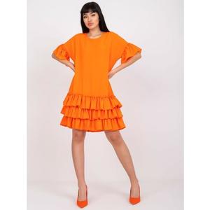 Dámské šaty s volánem a krátkými rukávy BELLE oranžové obraz