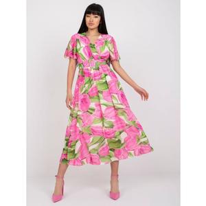 Dámské šaty s výstřihem květinové ONIA růžové a zelené obraz