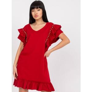Dámské šaty s volánem bavlněné mini SHARRON bordó obraz