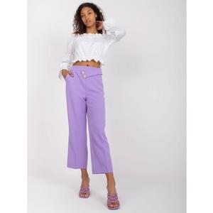 Dámské kalhoty s širokými nohavicemi z látky RUE PARIS fialové obraz