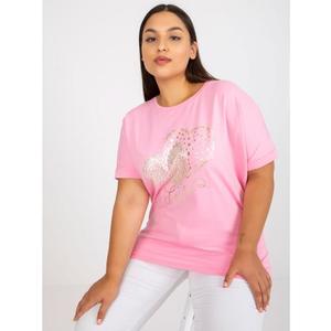 Dámské tričko plus size volného střihu bavlněné SAY růžové obraz