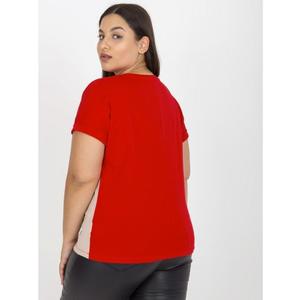 Dámské tričko s kulatým výstřihem plus size CABE červeno béžové obraz
