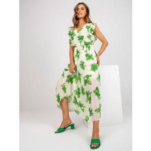 Dámské šaty s potisky a páskem CASSIDY béžovo-zelené obraz