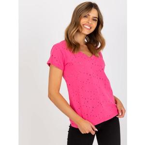 Dámské tričko s výstřihem bavlněné do V LOPA růžové obraz