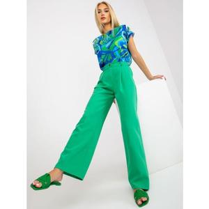 Dámské kalhoty s širokými nohavicemi a kapsami HUNT zelené obraz