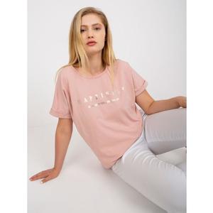 Dámské tričko plus size s potiskem bavlněné JAYLA růžové obraz