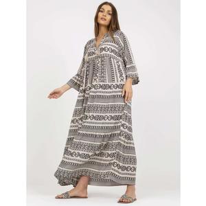 Dámské šaty v boho stylu oversize maxi BETH béžovo-černé obraz