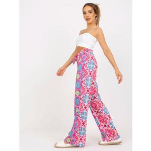 Dámské kalhoty se širokými nohavicemi a vzory PATY růžové obraz