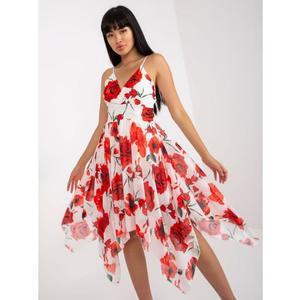 Dámské šaty bez ramínek květinové KIMA červenobílé obraz