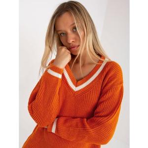 Dámský svetr pletený RUE PARIS tmavě oranžový obraz