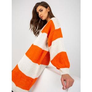 Dámský svetr pletený OCH BELLA ecru-oranžový obraz