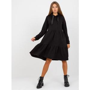 Dámské šaty s kapucí rozšířené teplákové FRESH MADE černé obraz