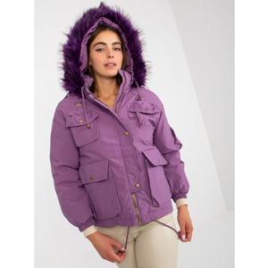 Dámská bunda s kožešinou na kapuci ALIVIA fialová obraz