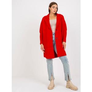 Dámský kabát z alpaky s kapsami EVELINE červený obraz