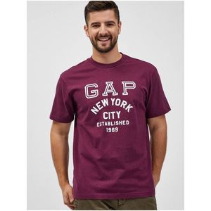Vínové pánské tričko s potiskem GAP New York City obraz