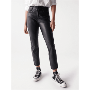 Černé dámské zkrácené koženkové kalhoty Salsa Jeans Nappa obraz