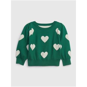 Zelený holčičí srdcový svetr GAP obraz