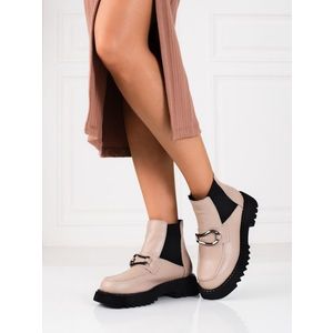 Exkluzívní kotníčkové boty dámské hnědé na plochém podpatku obraz