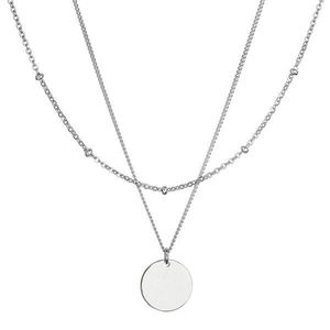 Evolution Group Stříbrný náhrdelník dvouřadý s placičkou a řetízkem s kuličkami 62002 obraz