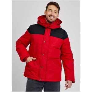 Červeno-černá pánská zimní bunda s kapucí GAP obraz