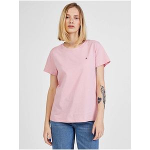Světle růžové dámské tričko Tommy Hilfiger New Crew Neck obraz