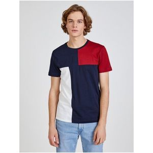 Červeno-bílo-modré pánské tričko Tommy Hilfiger Colorblock obraz